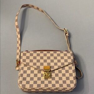 Checkered Beige and Gold Women's Bag
